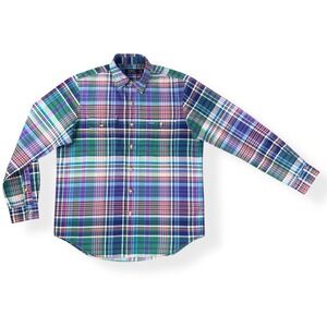 Polo Ralph Lauren Shirt Men Medium Multi Color Plaid Long Sleeve Button Down